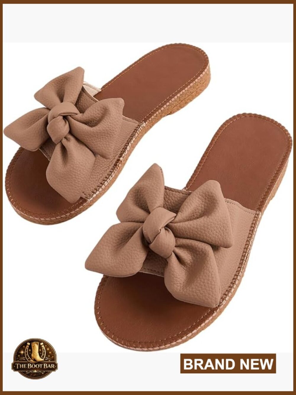 Bow Flat Sandals Leather Open Toe Summer Vacation Beach Shoes Slippers